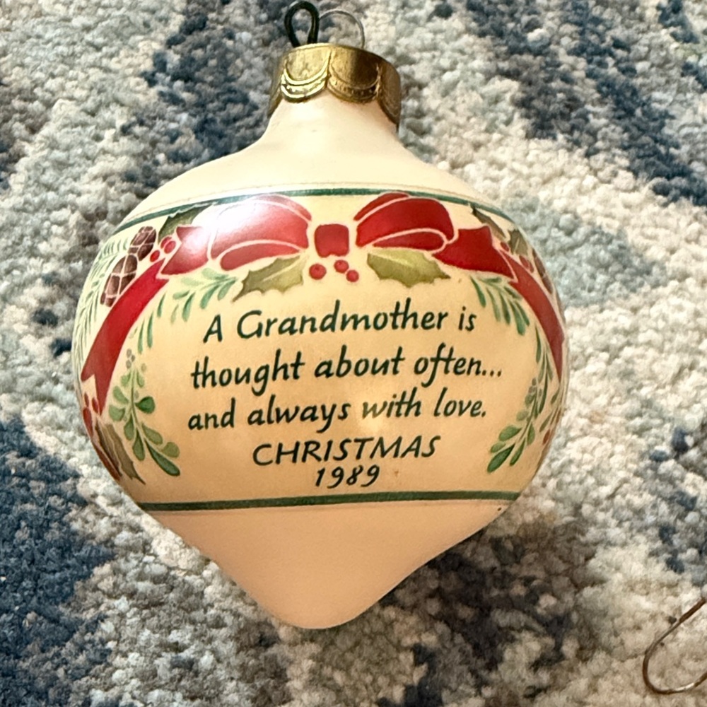 Vintage Grandmother Christmas Ornament with Red and Green Accents